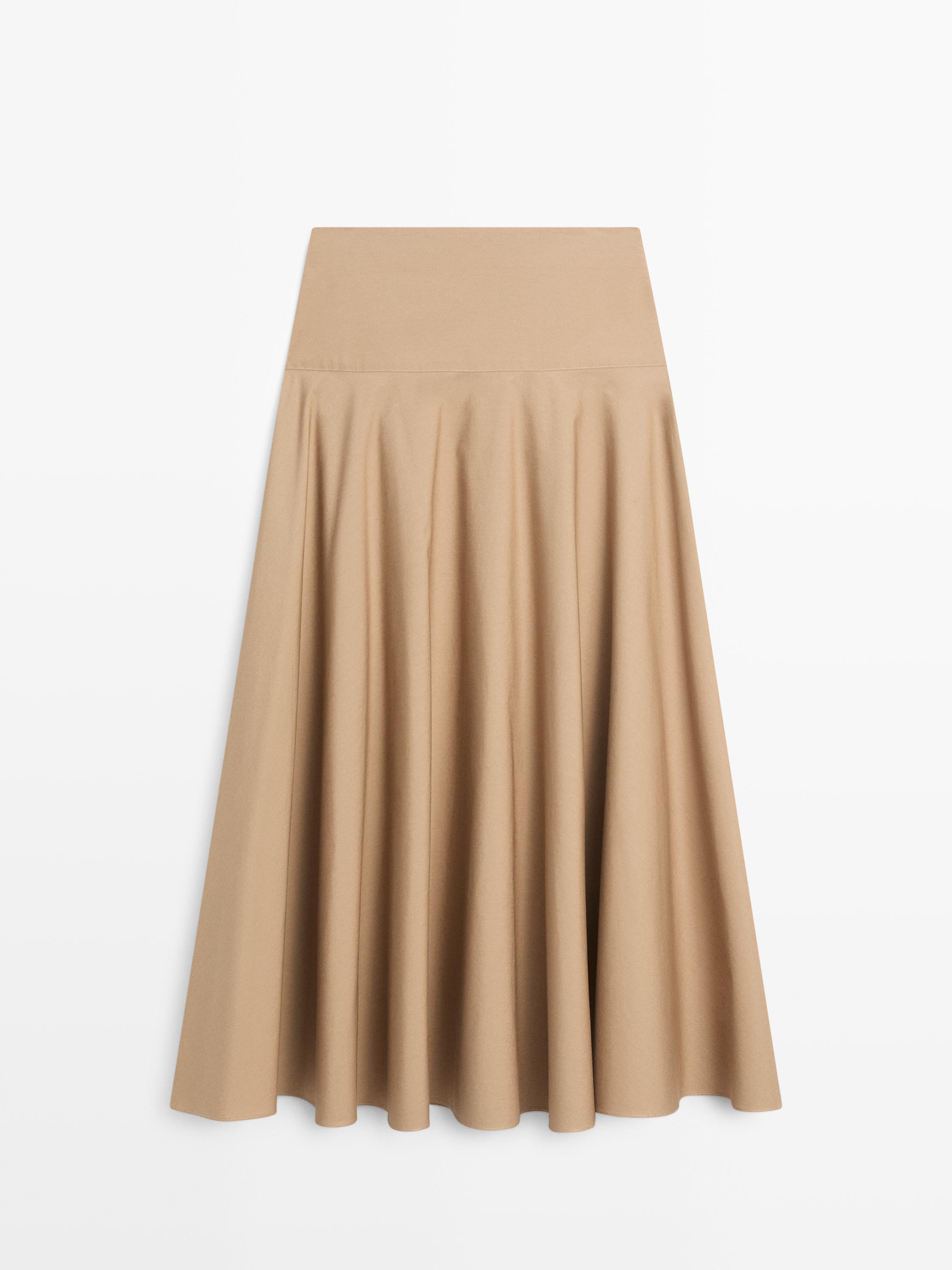 Flounce midi skirt with yoke detail